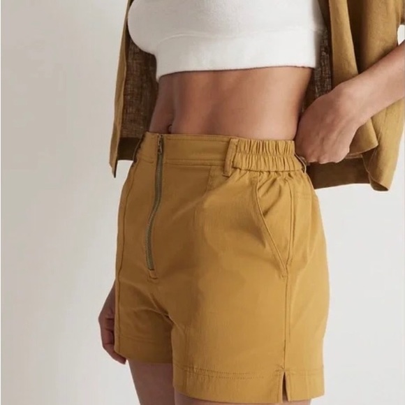 Madewell Olive Green Zip Front Tapered Shorts size Medium NWT - Picture 7 of 7